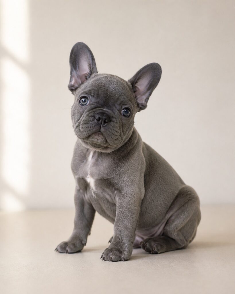 French Bulldog blue dengan bulu abu abu slate merata