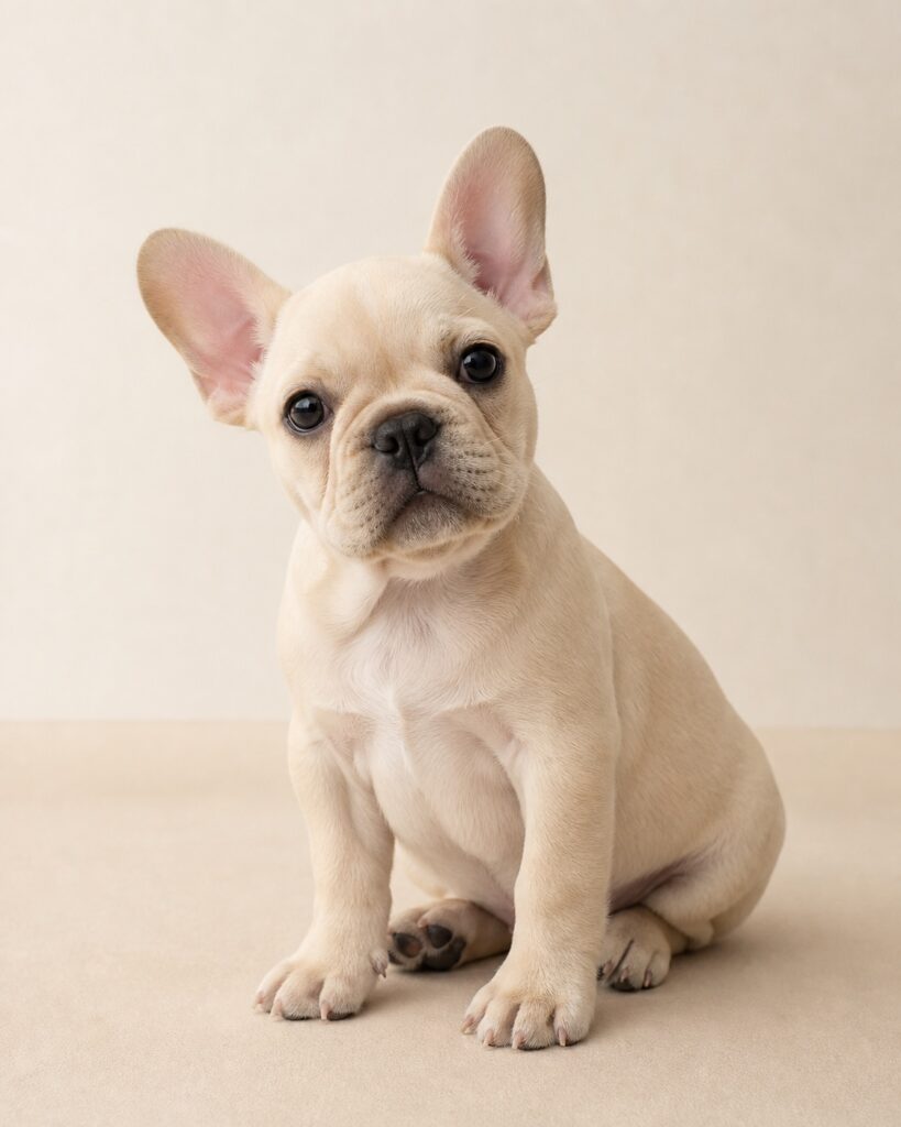 French Bulldog cream dengan hidung hitam