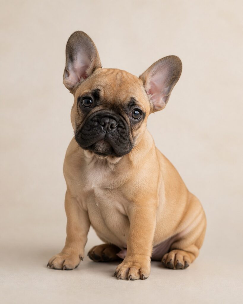 French Bulldog fawn dengan black mask dan hidung hitam