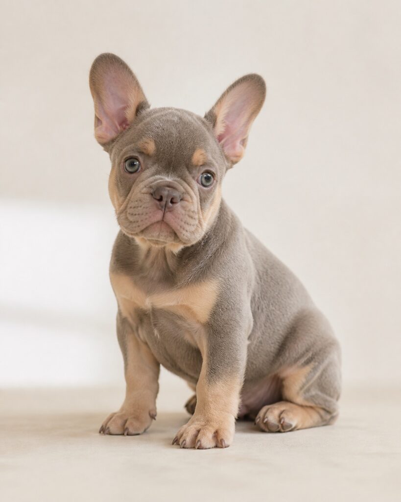 French Bulldog lilac and tan dengan warna taupe abu abu dan tan point